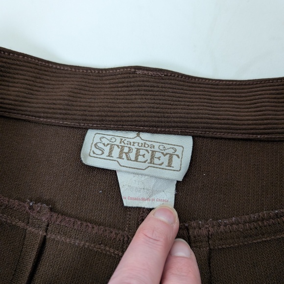 90s Ribbed Brown Pants Skinny Leg Bootcut Ultra High Waist - Picture 3 of 8